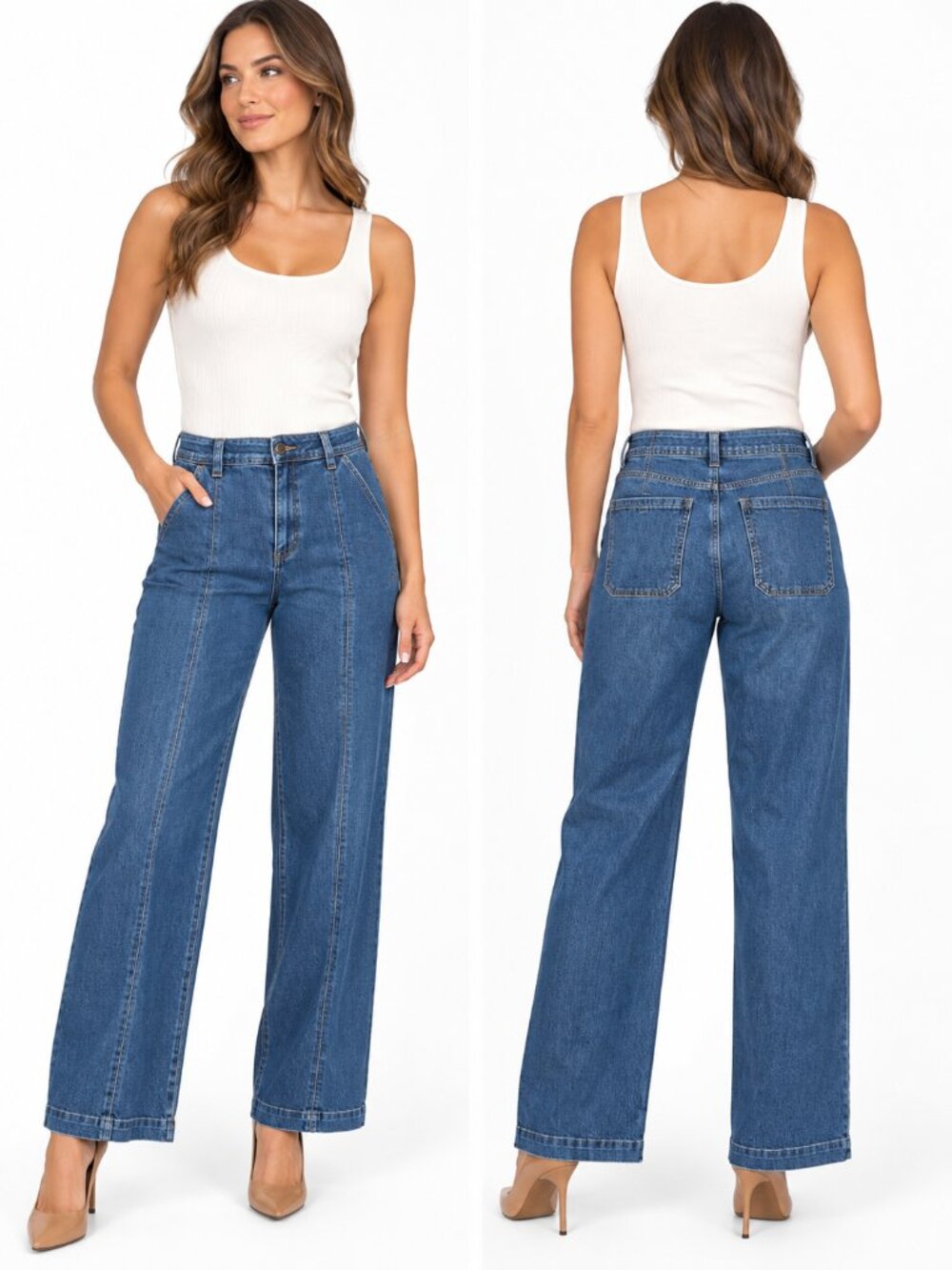 Democracy Ab Solution High Rise Wide Leg Jeans Size 12 NWT 32" Inseam